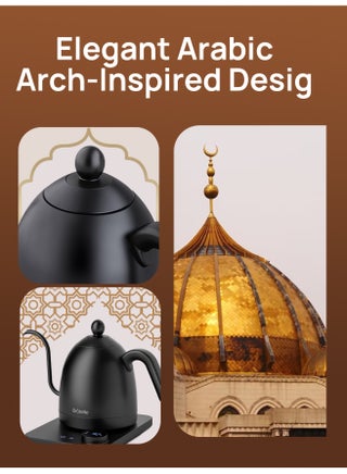 Electric Gooseneck Kettle V60 Coffee Kettle Tea Kettle 0.8L 1200W Power Rotary push button Adjustable Temperature with Insulation Quick Heating Perfect for Pour-Over Coffee at Home and Office Matte Black - view 5